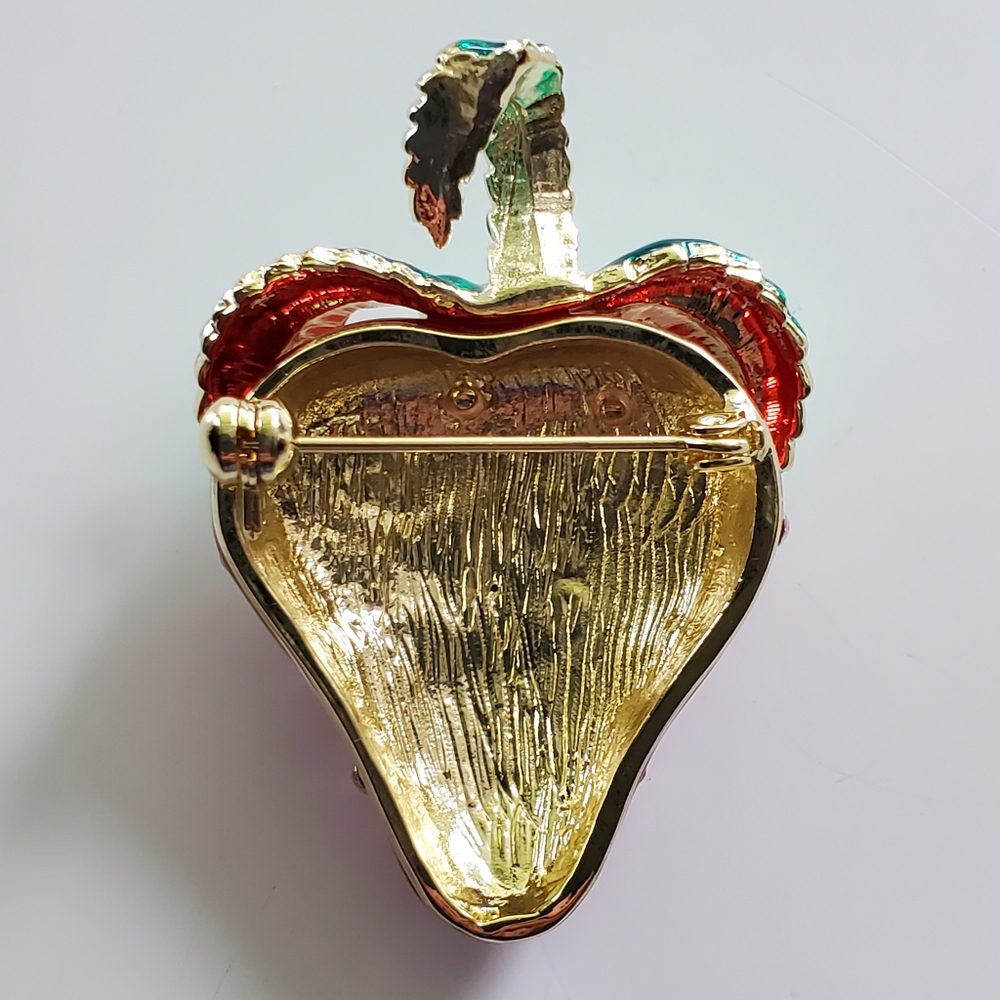 Strawberry Brooch with Rhinestones - Picture 2 of 3